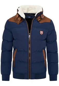 behype. Herren Winterjacke Kurze Steppjacke Piloten-Stil (OR_1215) Navy (OR_1215-Navy-M)