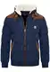 behype. Herren Winterjacke mit abnehmbarem Kunstfell in Schaf-Optik Kurze Steppjacke warme Outdoorjacke Jacket Puffer-Jacke Piloten-Stil OR_1215-Navy-M