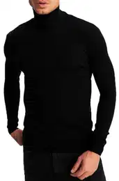 Herren Feinstrick Rollkragenpullover – Leichter Strickpullover mit Rollkragen – Eleganter Pullover für Herbst und Winter – Männer Sweater für Freizeit und Business Schwarz Medium