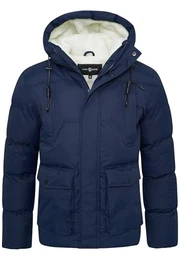 Herren warme Winterjacke mit Kapuze Teddyfell Gefütterte Steppjacke Outdoorjacke Pufferjacke Mens Jacket S2_MOORLAND-J25-Navy-M
