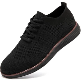FZJIALI Schuhe Herren Anzugschuhe Sneaker Schwarz Sportschuhe Turnschuhe Laufschuhe Atmungsaktiv Business Schuhe Bootsschuhe Oxfords Klassische Freizeit Hochzeit Schuhe Schwarz 41