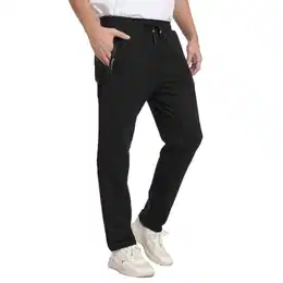 Jogginghose Herren Baumwolle Trainingshose Männer Sporthose Lang Herren Sweatpants Freizeithose Fitness Hosen Herren mit Reißverschlusstaschen Schwarz M