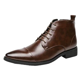 Herren Chelsea Boots Leder Stiefel Stiefeletten Herren Anzugstiefel Business Stiefeletten Mit Blockabsatz Spitze Zehenpartie Lederschuhe wasserdichte Mittelhohe Kurzstiefel SchnüRstiefel