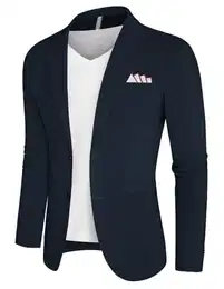 Herren Freizeit Anzugjacken Regular Fit 2 Knöpfe Einfarbig Sportlich Modern Anzug Jacke Marineblau M