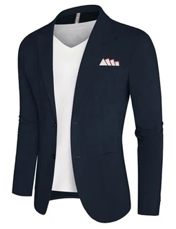 PJ PAUL JONES Herren Freizeit Anzugjacken Regular Fit 2 Knöpfe Einfarbig Sportlich Modern Anzug Jacke Marineblau