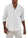 Elegancity Hemd Herren Leinenhemd Langarm Freizeithemd Leinen Shirts Casual Langarmhemd Baumwolle Western Hemden Sommer Herbst Frühling Weiß M