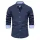 Hemd Herren Langarm Herbsthemd Regular Businesshemd Herren Freizeithemd Regular Fit Men Shirts Freizeithemd Navy M