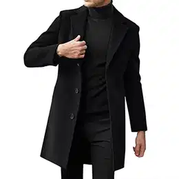 Mantel Herren Lang Wollmantel Elegant Wintermantel Wolle Trenchcoat Freizeit Übergangsmantel Slim Fit Herren-Mäntel mit Taschen Oversized Herbstmantel Bequeme Herrenmantel