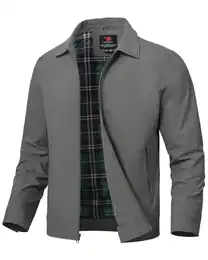Übergangsjacke Herren Bomber Jacke Leicht Sommer Jacke Cargo Arbeitsjacke Outdoor Sport Freizeitjacke mit Innentasche Dunkelgrau M