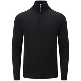 Baumwollpullover mit Reißverschluss für Herren (S, Black (0524))