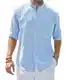 siliteelon Herren Langarmhemd Regular Fit Freizeit Baumwolle Leinenhemd Party Club Reisen Alltägliche Einfarbig Shirt Hellblau M