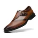 SANNAX Herren Single Strap Monkstrap Schuhe Plain Toe Business Anzugschuhe Formale Synthetikleder Schuhe, Braun, 41 EU