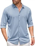 COOFANDY Herren Langarm Freizeithemd Business Hemd Button Down Hemd Regular Fit Hellblau