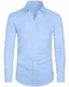 J.VER Bügelfrei Freizeit Herrenhemden Herren Knopfleiste Sommerhemden Pure Büro Hemden Body Fit Casual Business Shirt mit Tasche,Hellblau,M