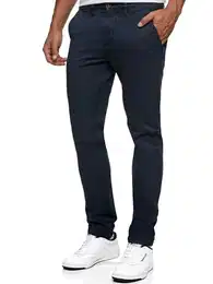 Herren INGeoport Chinohose aus 98% Baumwolle mit Gürtel Herrenhose Chino für Männer Navy 32/32