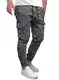 Elegancity Cargohose Herren Lang Casual Jogginghose Stretch Chino Hose Regular Fit Cargo Hose Elastische Mit 6 Tasche Grau, M