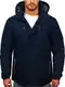 BOLF Herren Winterjacke Puffer Wintermantel Daunenjacken Steppjacke Kapuze Winter Übergangsjacke Gefüttert Wärm Reißverschluss Outdoor Casual Style 22M321-1 Dunkelblau M [4D4]