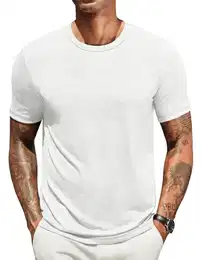 Herren T Shirt Rundhals T Shirt Sommer T-Shirt Basic Tshirt Einfarbig Unterhemd Casual Tshirt Männer Round Neck T-Shirt Unterzieh T Shirt Regular Fit Weiß M