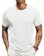 COOFANDY Herren T Shirt Rundhals T Shirt Sommer T-Shirt Basic Tshirt Einfarbig Unterhemd Casual Tshirt Männer Round Neck T-Shirt Unterzieh T Shirt Regular Fit Weiß M