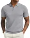 COOFANDY Herren Strick Poloshirt Sommer Poloshirts für Herren Kurzarm Stretch Golf Polo Shirt mit Reißverschluss Einfarbig Männer Polohemd T-Shirt Grau M