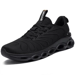 URDAR Sneaker Herren Sportschuhe Laufschuhe Walkingschuhe Turnschuhe Fashion Atmungsaktiv Leichte Freizeit Fitness Jogging(Schwarz Weit,41EU)