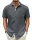 HMIYA Herren Kurzarm Hemd Baumwolle Button Down Freizeithemden Sommer Strand Regular Fit Shirt,Dunkelgrau,M