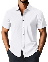 Hemd Herren Herrenhemden Für Männer Freizeit Faltenfrei Hemdenherren Sommer Kurzarm Shirt Oberteile Regular Fit Businesshemd Hemden Hochzeit Kurzarm(Weiß, M)