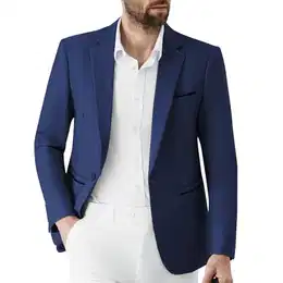 Autsel Sakko Herren Sportlich Slim Fit Herren Anzugjacke Hochzeit Blazer Business EIN Knopf für Freizeit Marineblau M