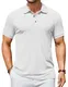 COOFANDY Herren Strick Poloshirt Kurzarm Geripptes Sommer Polo Shirt mit Knöpfe Polohemd T-Shirt Golf Shirts Weiß M