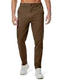 Stretch Chino Hosen Herren für Business & Freizeit Bequeme Cargohose Männer Baumwolle Hosen Männer Stoffhose Braun, M