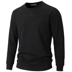 VEIISAR Herren Sweatshirt mit Rundhalsausschnitt Basic Pullover Langarmshirts Freizeit Sport Shirt (616) Schwarz