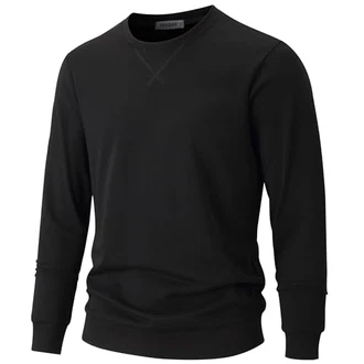 VEIISAR Herren Sweatshirt mit Rundhalsausschnitt Basic Pullover Langarmshirts Freizeit Sport Shirt (616) Schwarz