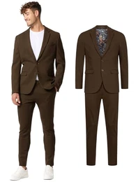 Herren JFEzra Set Anzug 2-teilig Sakko Hose Bundle elastischer Herrenanzug Regular Fit für Männer Black Coffee 48