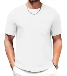 Sommer Tshirt Herren Baumwolle Shirt Kurzärmeliges Einfarbig Tees mit Rundhals-Ausschnitt (M, Weiß)