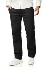 . Herren Chino Hose Regular-Fit mit Stretch Jeans Chinohose Straight-Leg Jeanshose Men's Pants DC_C-3004-Schwarz-W32/L32