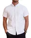 J.VER Herren Hemd Kurzarm Oxford Button Down Kurzarmhemd Strand Surfer Casual Sommer Outdoor Shirts,Alle Weiß,M