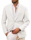 PJ PAUL JONES Leinen Herren Anzugjacke 2 Knöpfe Business Blazer Regular Fit Freizeit Sakko Sommer Leichtgewicht Sportlich Anzug, XL, Weiß
