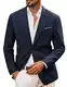 PJ PAUL JONES Herren Sakko Leinen 2 Knöpfe Casual Sportlich Freizeit Anzug Sommer Leichtgewicht Blazer Business Hochzeit Anzugjacke, M, Marineblau
