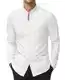 DEMEANOR Stretch Hemd Ohne Kragen Herren Langarm Stehkragen Business Hemden Slim Fit Freizeithemd Standhemd