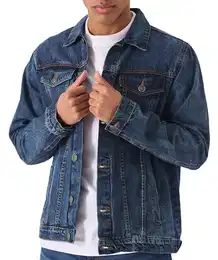 Jeansjacke für Herren – klassische Slim Fit Trucker-Jacke – lässige Cowboy-Western-Jeansjacke für Herren, Mittelblaue Waschung, L