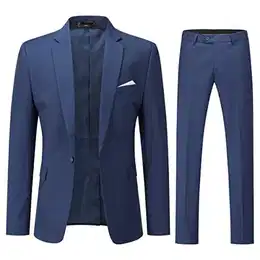 Anzug Herren 2 Teilig Slim Fit Herrenanzug Business Hochzeit Modern Anzüge Sakko Anzughose, Marine, M
