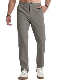 Herren Chinohose Dunkelgrau Stretch Freizeithose Regular Fit Stoffhose Anzughose Einfarbig 60% Baumwolle Passform Mit Bundgummi M