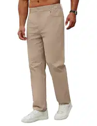 Herren Hosen Modern Lang Chinohose Baumwollhose Stoffhose Anzughose Golfhose Regular Fit Herrenhose Arbeitshosen Männer Stretch Leichte Sommerhose Khaki M