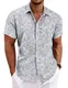 COOFANDY Herren Hawaii Hemd Sommer Kurzarm Sommerhemd Blumen Urlaub Freizeithemd Schwarz-weiße Grau Blätter M