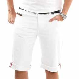 A. Salvarini Herren Designer Jeans Short Kurze Hose Comfort Fit Sommer Bermuda AS-234 [AS-234-Weiss-W32]