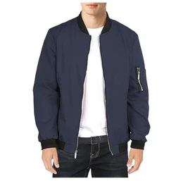 Herren Leichte-Dünne Bomberjacke-Klassische Stehkragen-Outdoor Jacke-Mantel - Frühling Herbst Sportjacke Reißverschluss Lässige Fliegerjacke Freizeit Winddichte Blouson Übergangsjacke Blau M