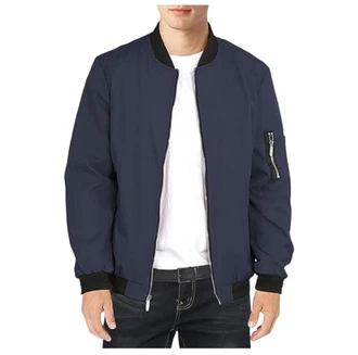 Herren Leichte-Dünne Bomberjacke-Klassische Stehkragen-Outdoor Jacke-Mantel