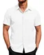 J.VER Herren Hemd Kurzarm Businesshemd Sommer Freizeithemd Regular Fit Stretch Bügelfrei Oberteile Männer Modern Alle Weiß M