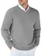 COOFANDY V-Ausschnitt Herren Pullover Langarm Strickpullover Bussiness V Neck Pulli Slim Fit Warme Sweatershirt Mittelgrau M