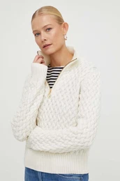 Volnen pulover ženski, bež barva